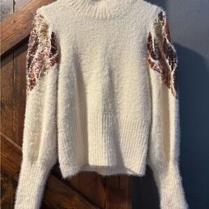 Vici Cream Sweater with Sequin Accents